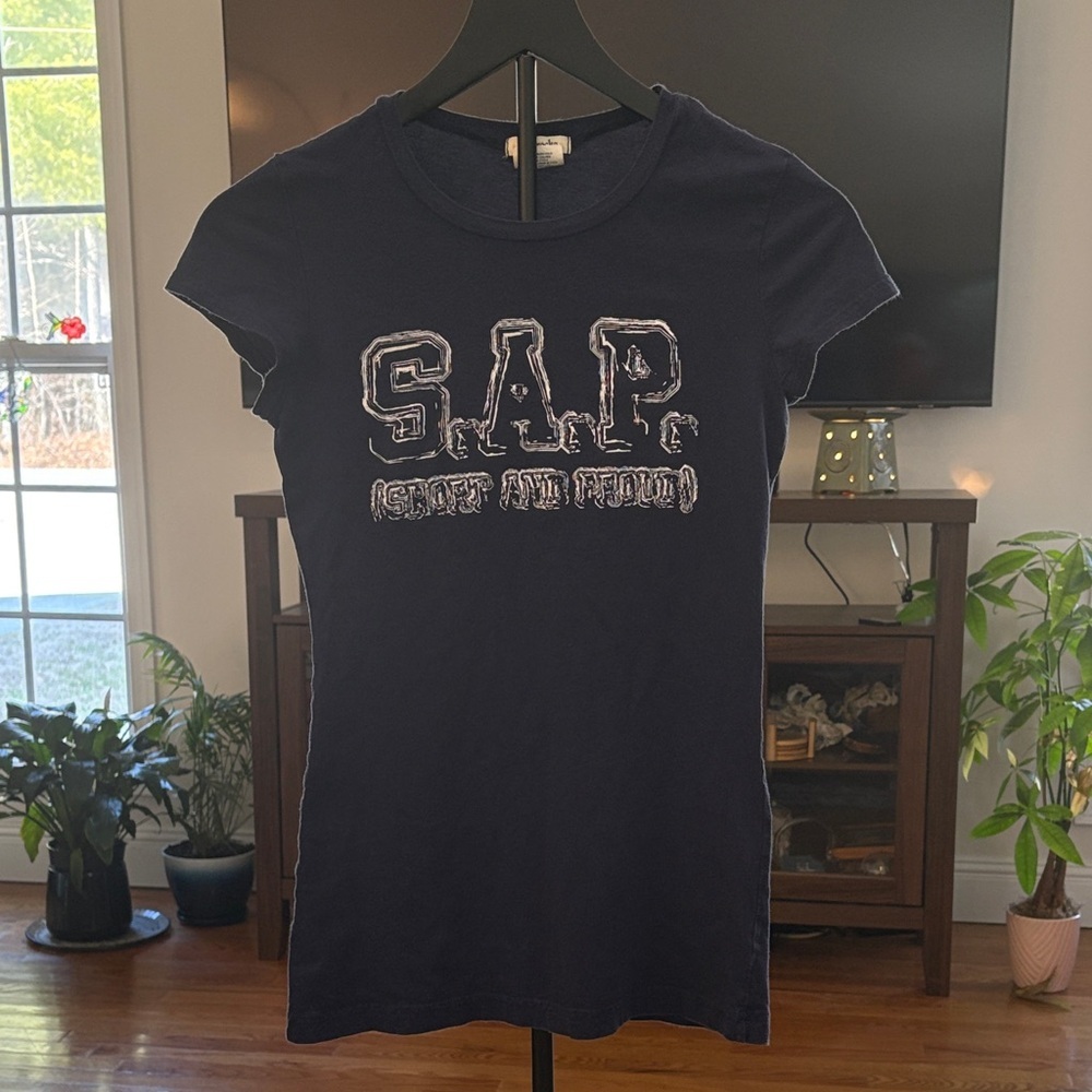 Vintage Short and Proud Navy Cotton Tee - Picture 2 of 5